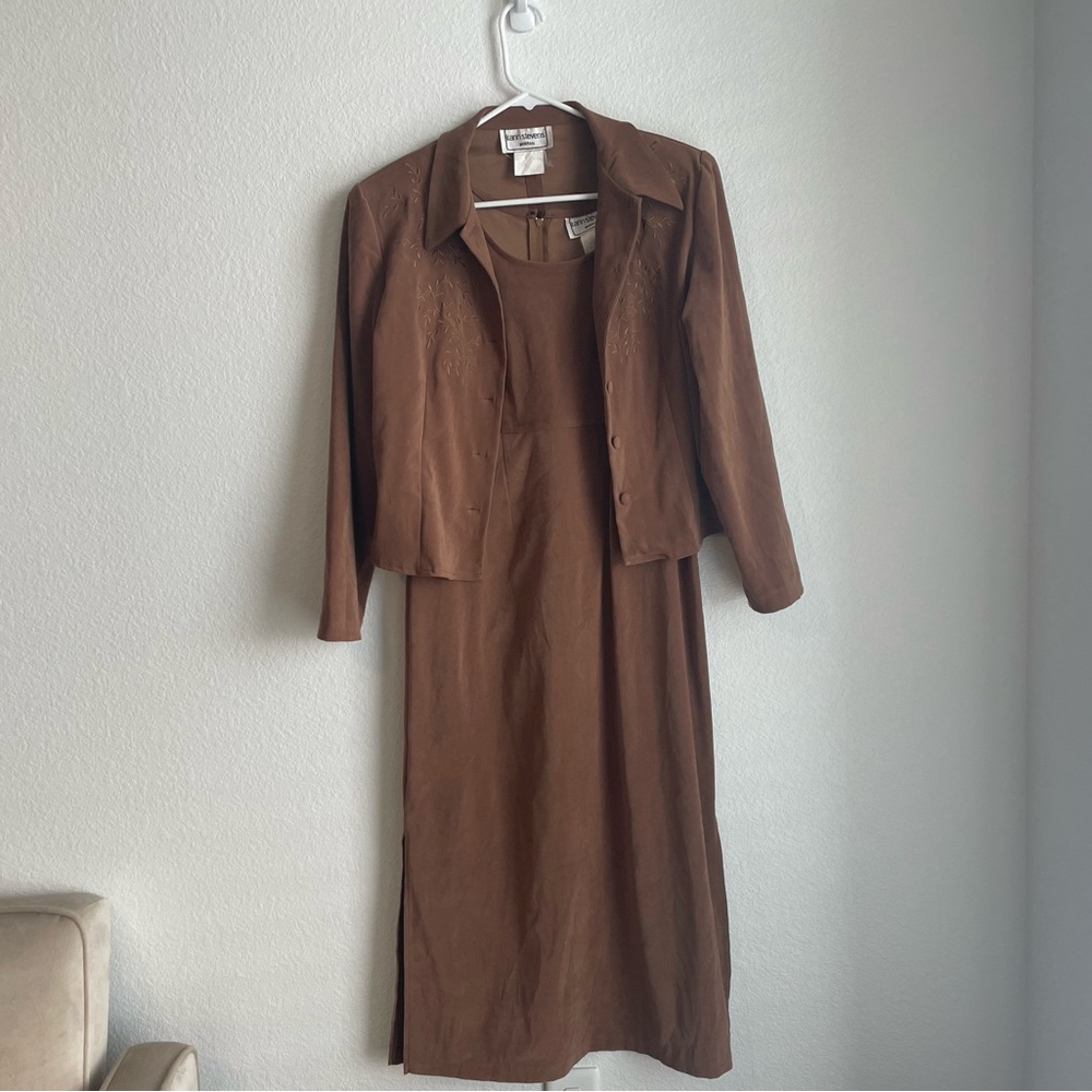 🤎VINTAGE SUEDE DRESS AND JACKET SET🤎